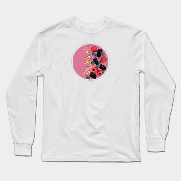 Pink Smoothie Bowl Long Sleeve T-Shirt by juliahealydesign